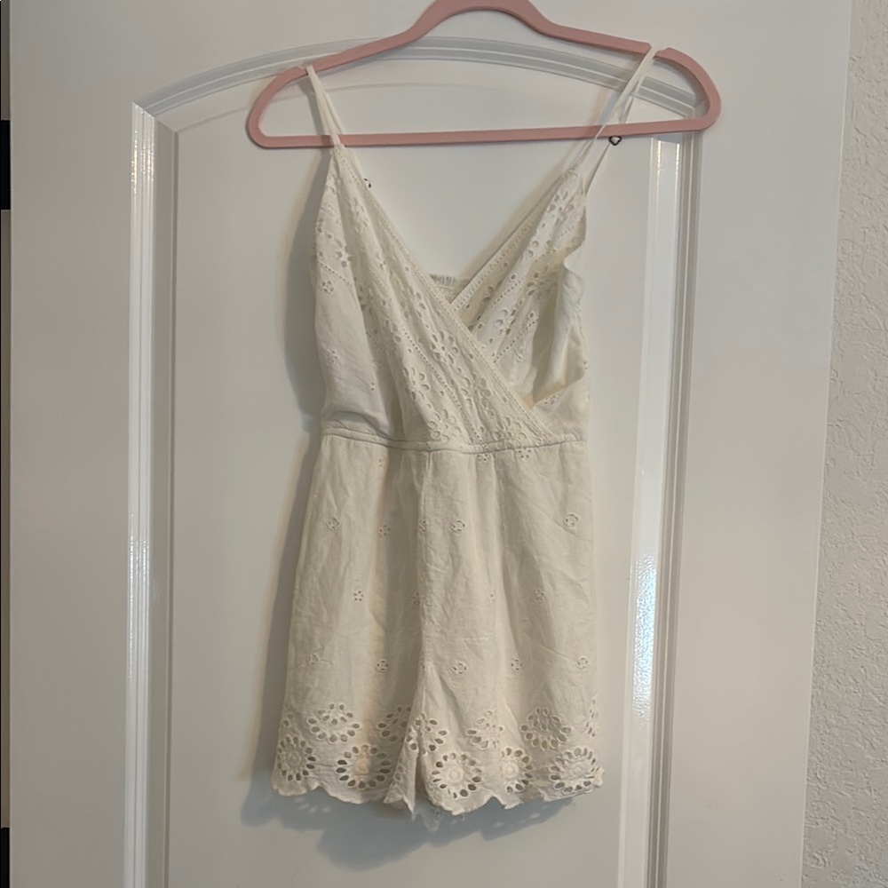 White Eyelet Lace Romper